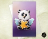 Carte de voeux bébé ange panda et étoile anniversaire naissance