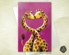 Carte de voeux amitié saint-valentin mariage girafes