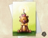 Carte de voeux ours cupcake bougie anniversaire