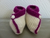 Chaussons bébé 0-6 mois blanc/violet