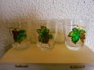Service à eau de vie carafe verres peinture vitrail vigne papillon