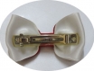 Barrette métal 5 cm avec noeud papillon en tissu blanc et écossais rouge/marine 