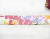 Biais plat coton fleurs multicolores 65 mm / qualité supérieure 